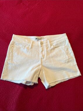 Levi's White Denim Frayed Hem Jean Shorts